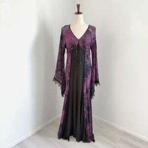 Punk Rave Dress Womens Large Purple Gothic Gown Witchy Dark Fairy‎ Renaissance